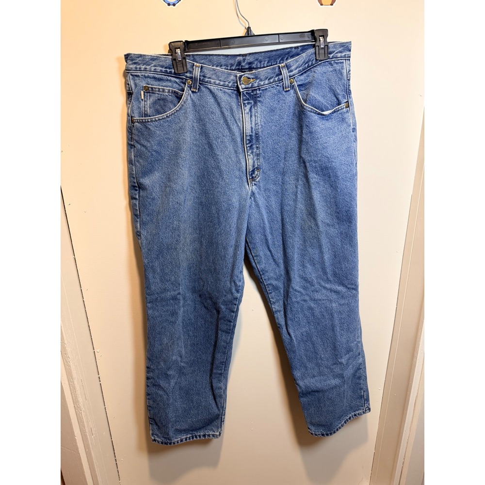 L.L.Bean Men's Flannel Lined Jeans Blue Denim Straight Leg‎ Pants Workwear